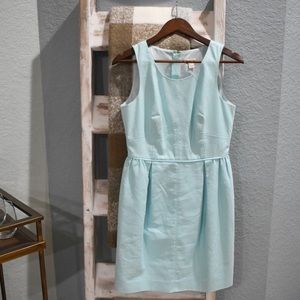 J. Crew Factory Textured Cotton Dress Aqua
